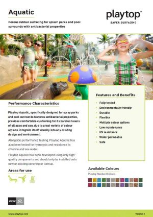 Screenshot of the Playtop Aquatic rubber flooring information leaflet.